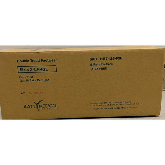 Anti Slip Hospital Socks 48 Katt Unisex Medical RED Size Extra Large Medical New - Picture 3 of 4